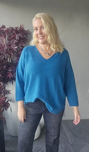 TESSA V-NECK KNIT ( ny8213 ) - peacock blue / petrol) 