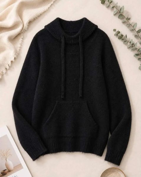 SELIA HOODED KNIT  (1196-2069) - Black
