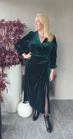 Hovedbilde SERAFINA DRESS – Emerald green velvet- ...