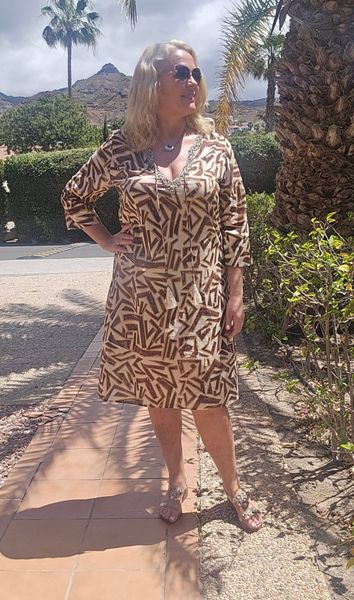 AZORA DRESS - bronze print - levering slutt mai