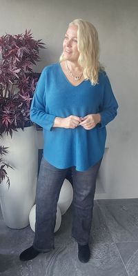Hovedbilde TESSA V-NECK KNIT ( ny8213 ) - peacock blue / ...