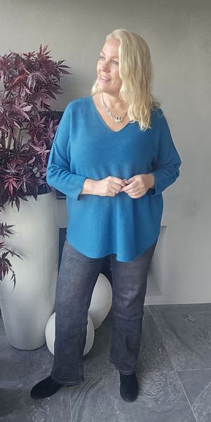 TESSA V-NECK KNIT ( ny8213 ) - peacock blue / petrol) 