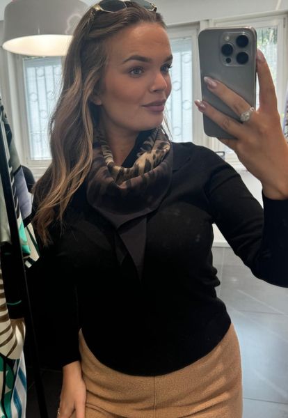 CHLOE SILKESJAL made in Como - leopard black/taupe 