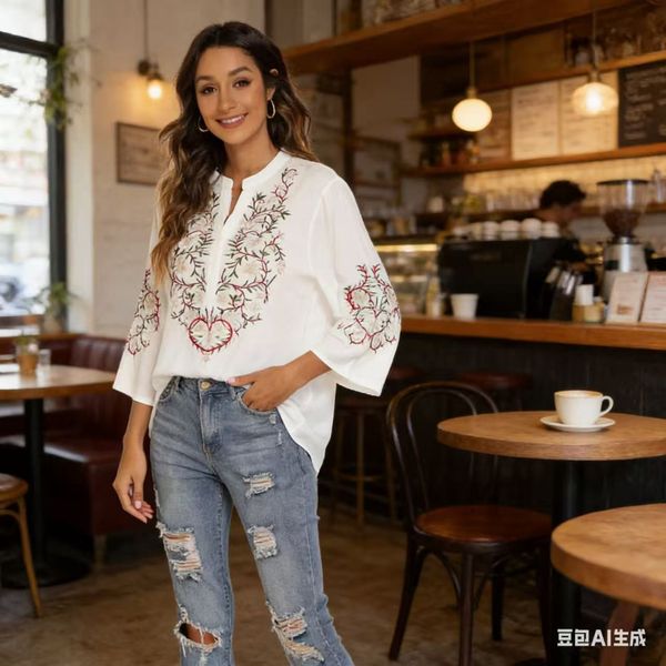 SORIN BLOUSE – WHITE & RED