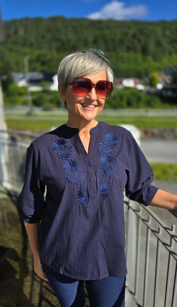 MADELEN BLOUSE (9761-3397 ) - Navy - 