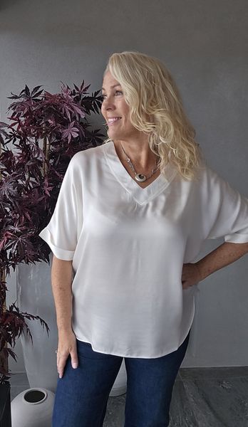 Mille S/S Blouse ( cmb111) kort erm - whisper white - kun s 