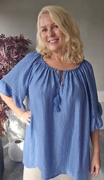 MATERA BLOUSE ( ezm25302 )  – JEANS BLUE