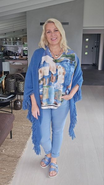 FIORA BLOUSE &nbsp;(sh26511 )&nbsp;- jeans blue