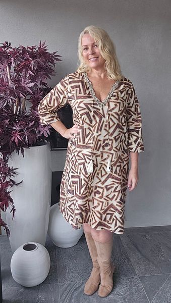 AZORA DRESS - bronze print - levering slutt mai