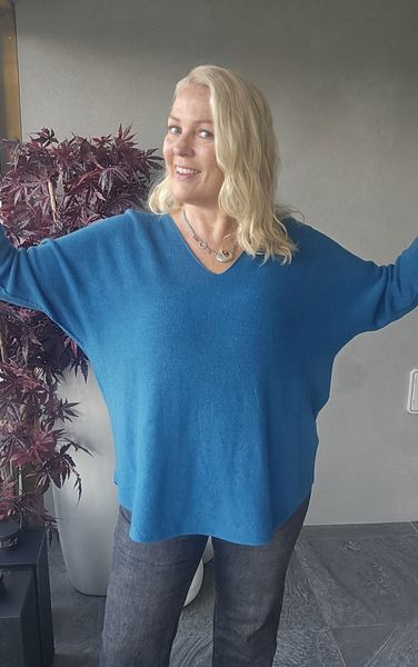 TESSA V-NECK KNIT ( ny8213 ) - peacock blue / petrol) 