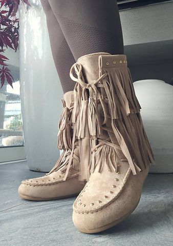 Hovedbilde TALLULAH FRINGE BOOTS ( 52219 ) - kakhi ( beige ) ...