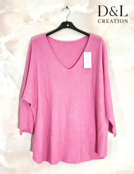 TESSA V-NECK KNIT ( ny8213 ) - bright pink - levering ca. 8 nov