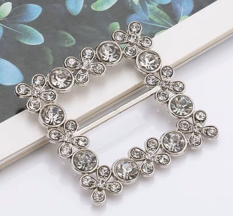 Hovedbilde SKJERFRING MED RHINESTONES - firkantet - sølv