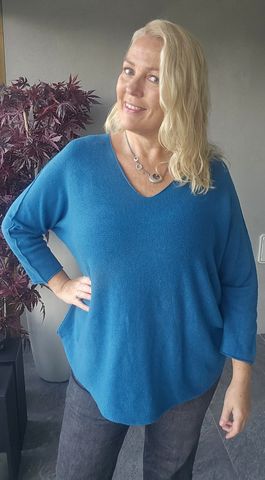 Hovedbilde TESSA V-NECK KNIT ( ny8213 ) - peacock blue / ...