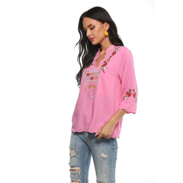 VIETRI BLOUSE – PINK & FLORAL EMBROIDERY