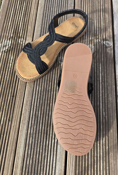 EXE SANDALS ( ZF1982-F6 ) - EMBROIDERY BLACK m/stropp - kun 37 