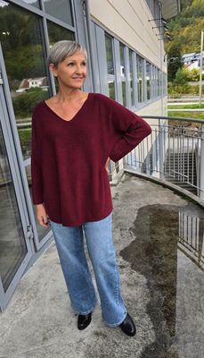 Hovedbilde TESSA V-NECK KNIT ( ny8213 ) - burgundy