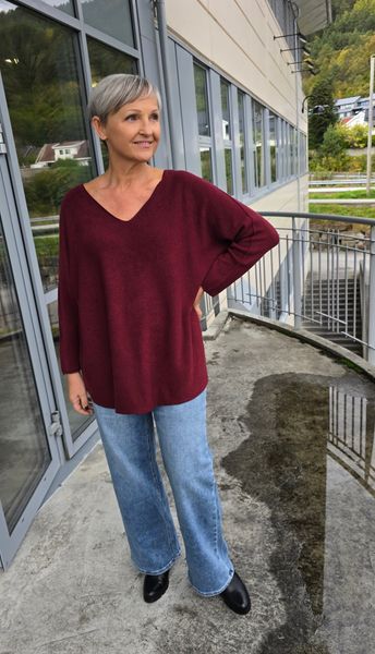 TESSA V-NECK KNIT ( ny8213 ) - burgundy