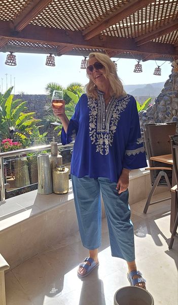 ZORIN BLOUSE – ROYAL BLUE & WHITE