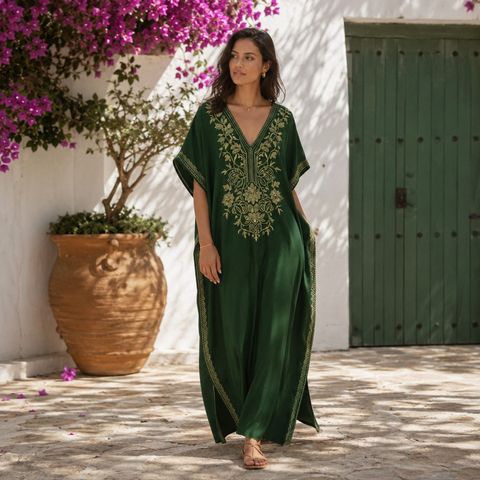 Hovedbilde Meknes Kaftan – Emerald & Gold 