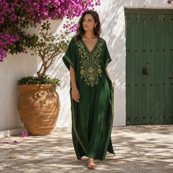 Meknes Kaftan – Emerald & Gold 
