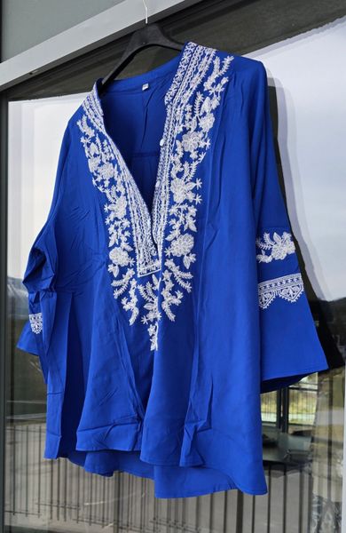 ZORIN BLOUSE – ROYAL BLUE & WHITE