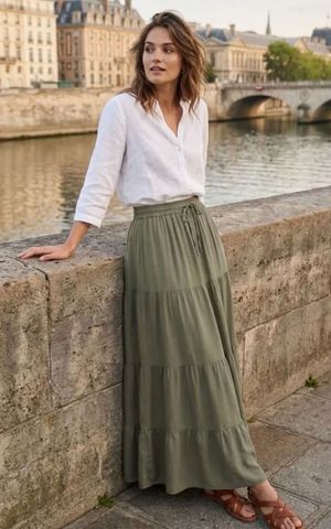 Hovedbilde BELLE MAXI SKIRT (RF173) - Kaki/Green - ca 25. ...