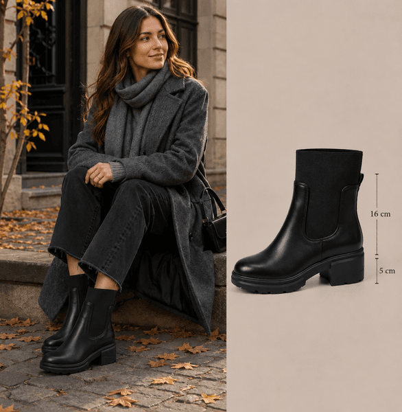 ALMA CHUNKY BOOTS (CH920) - Black