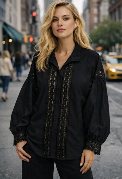 Magnolia Blouse (9610-3049) - Black - ca.25 august levering