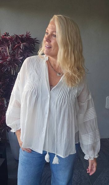  ROMA BLOUSE (G001) ONE SIZE - White