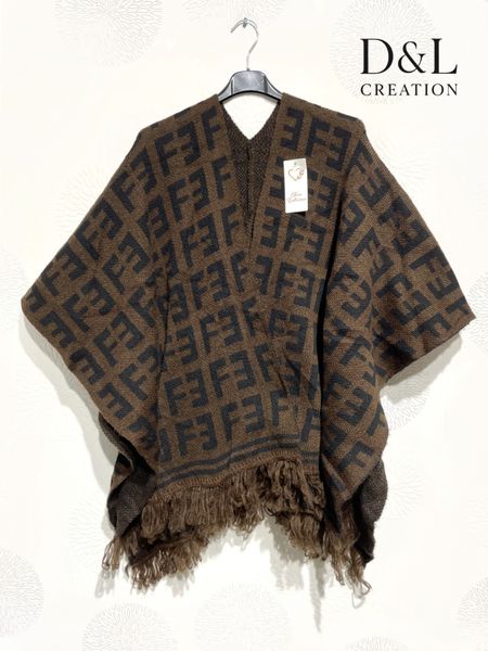 ROXANA PONCHO SCARF ( dl1902 ) - mørk brun