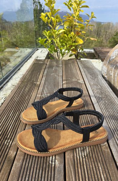 EXE SANDALS ( ZF1982-F6 ) - EMBROIDERY BLACK m/stropp - kun 37 