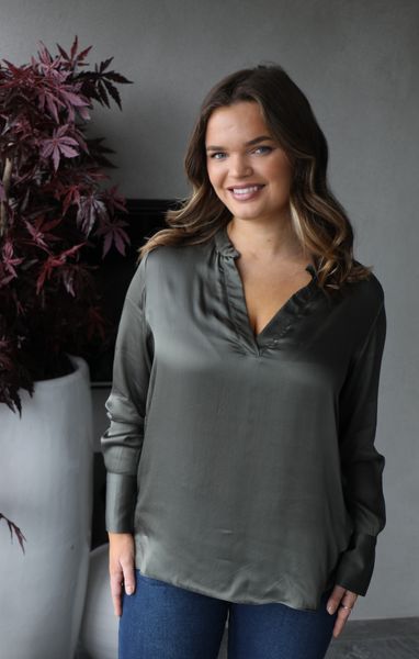 Mille L/S Blouse (cmb110 ) - army - kun s 