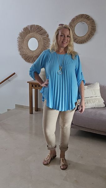 Rosalie Pleat Blouse ( sh25662) - turquoise