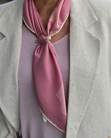 Hovedbilde SKJERFRING - Med perle og stang - silver