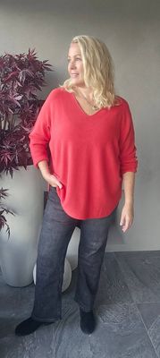 Hovedbilde ALLEGRA V-NECK KNIT W/ SCARF ( ny8213F ) - red ( ...