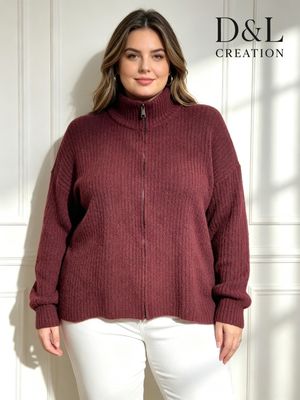 Hovedbilde EIRA ZIP KNIT CARDIGAN (ssh80055 ) - burgundy
