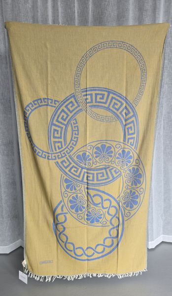 BEACH TOWEL OLYMPIA ( 25082 )-PARL.BLUE & MUSTARD