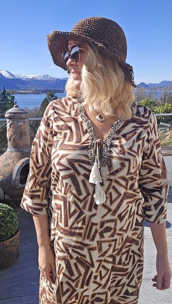 AZORA DRESS - bronze print - levering slutt mai
