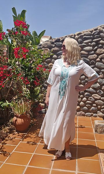 PIENZA KAFTAN - white w/green