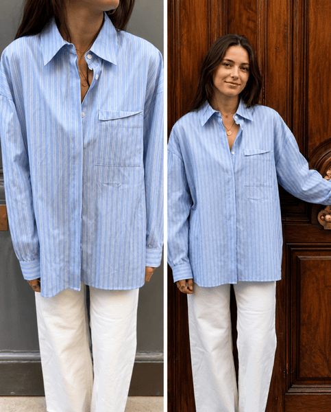 THEA STRIPED SHIRT (8053) - Blue - ca 25. august levering