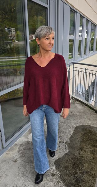 TESSA V-NECK KNIT ( ny8213 ) - burgundy