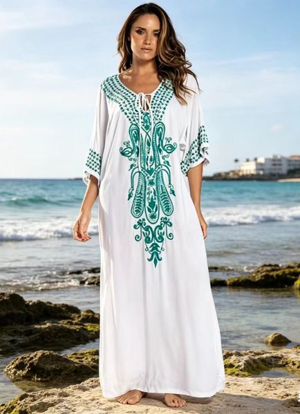 PIENZA KAFTAN - white w/green